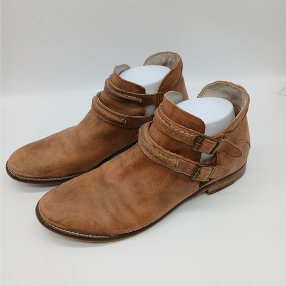 Free People Shoes - Free People Braeburn Leather Ankle Boots Booties Western Cowgirl Brown Size 39